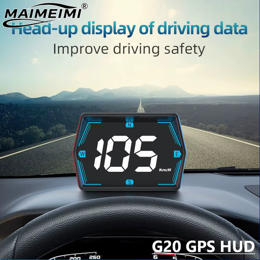 GPS HUD G20 Car Digital Speedometer Head-Up Display Speed Meter Mph Kmh Compass with Security Overspeed Alarm for All Cars